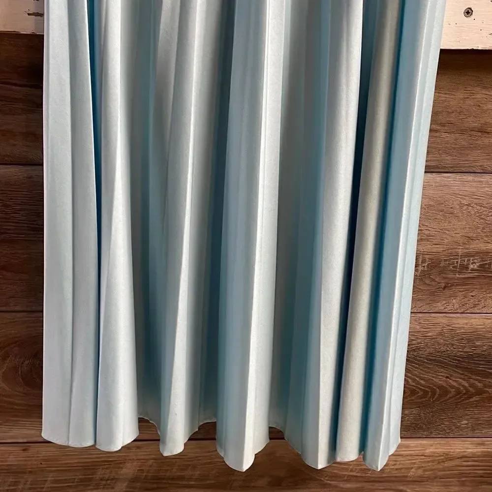 Vintage Pleated Womens Skirt Powder Blue Knee Length 70’s Size Small